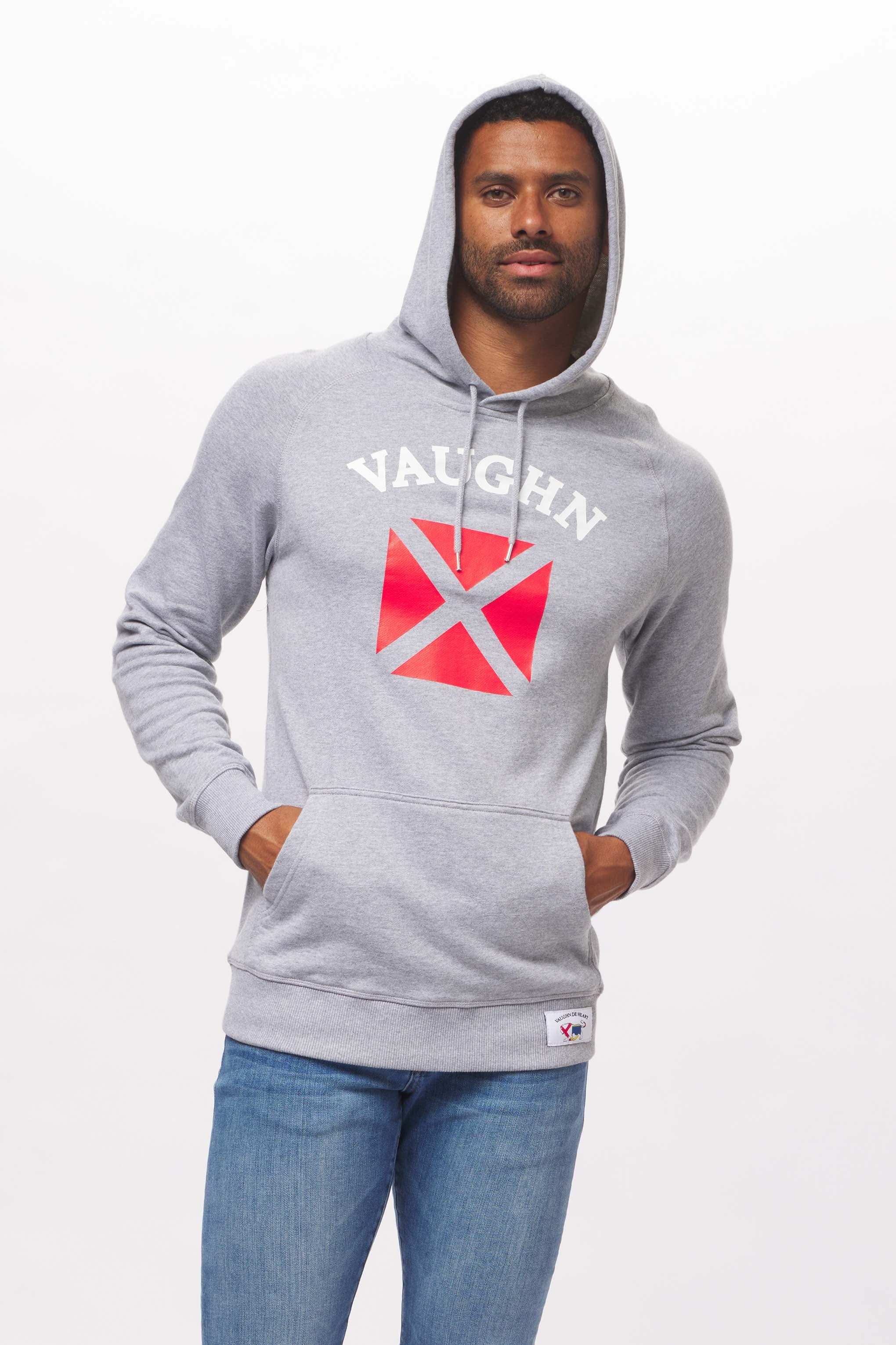 Men s Voilier Heather Grey V Nautical Flag Pullover Hoodie